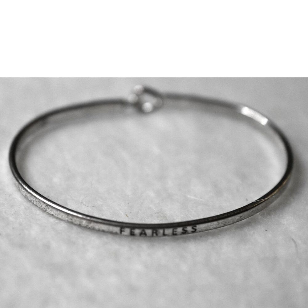 Timeless Stainless Steel Fearless 5" Hook & Loop Silver Tone Bangle Bracelet